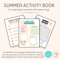 Summer Activity Book for Kids – 50-Page Canva Template with Coloring, Puzzles & Journal Prompts