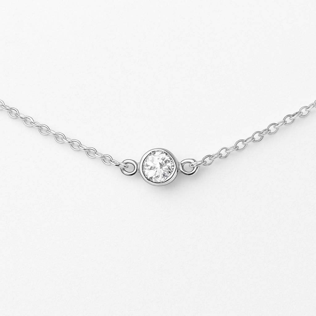Tiny Diamond Alternative Choker, Sterling Silver - As Seen on Poppa’s House