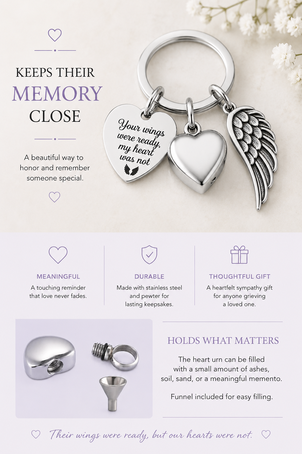 Memorial Cremation Ashes Keychain