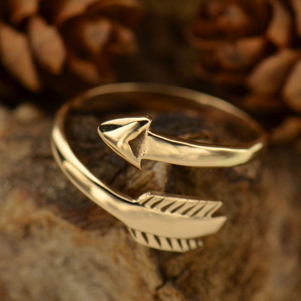 Adjustable Natural Bronze Arrow Ring