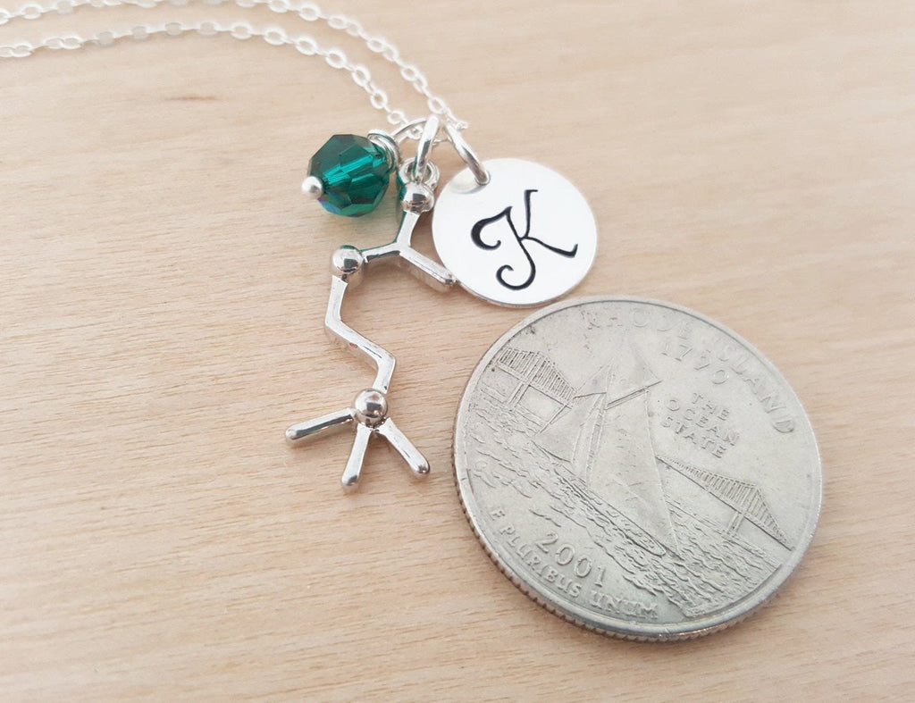 Personalized Acetylcholine Necklace – Sterling Silver, Birthstone & Initial