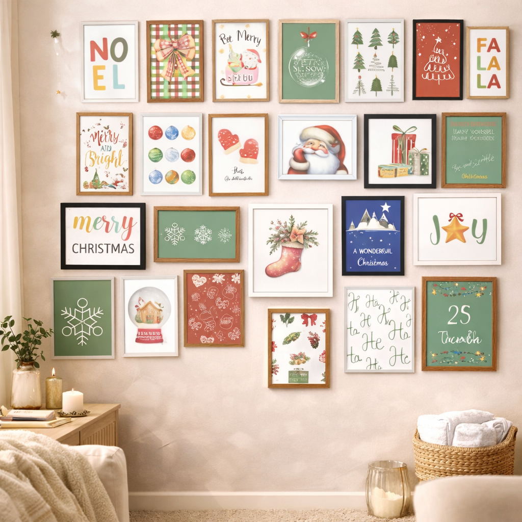 25 Christmas Wall Art Prints – Printable Holiday Gallery Set – Instant Download PDF – Festive Home Decor Bundle