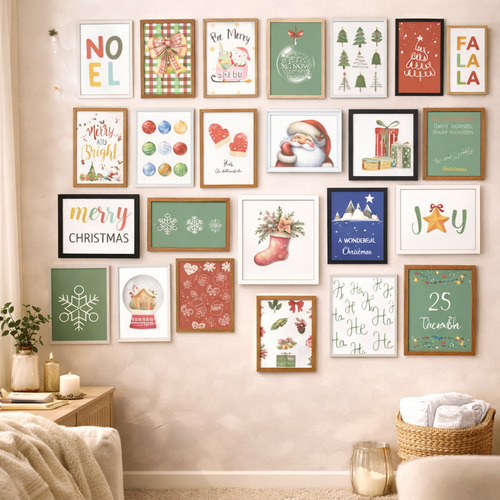 25 Christmas Wall Art Prints – Printable Holiday Gallery Set – Instant Download PDF – Festive Home Decor Bundle